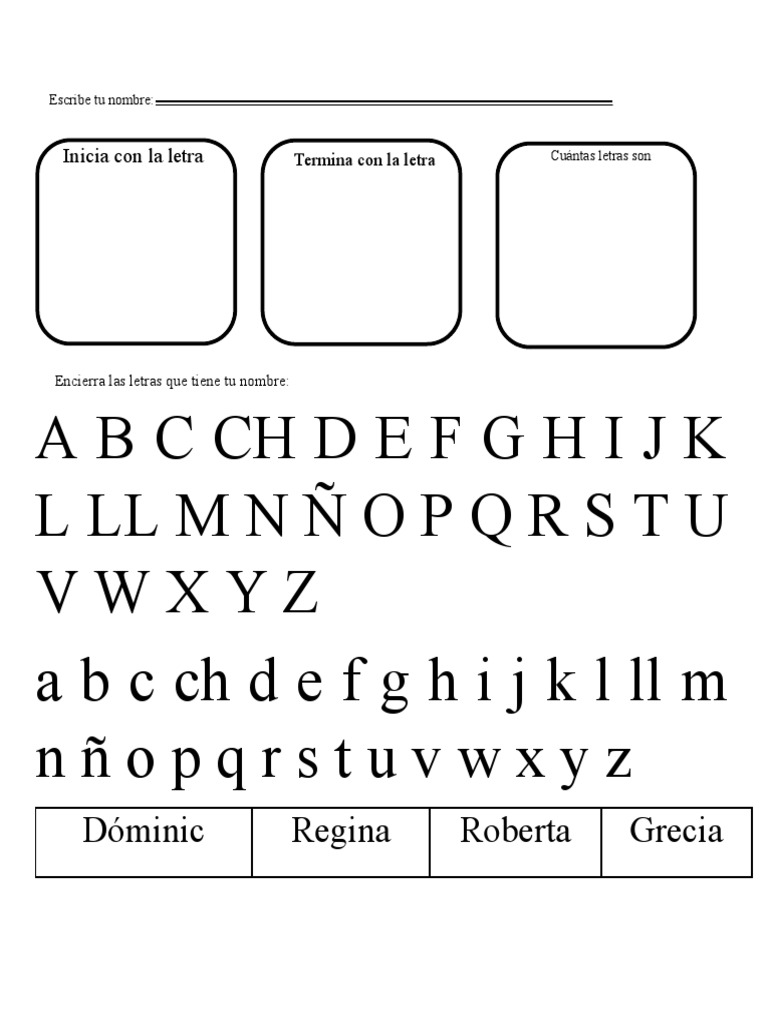 Nombre para Encerrar y Escribir La Inicial | PDF