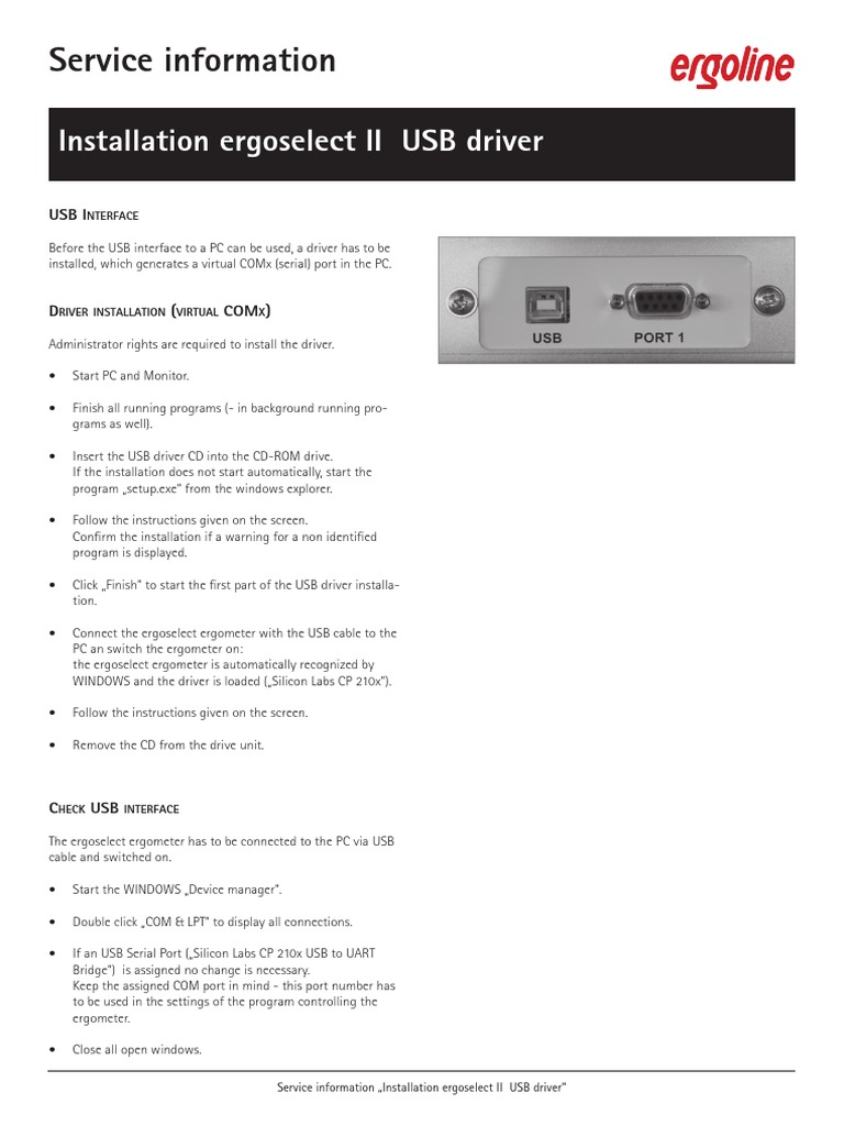 Ergoselect II USB Driver Installation Guide | PDF
