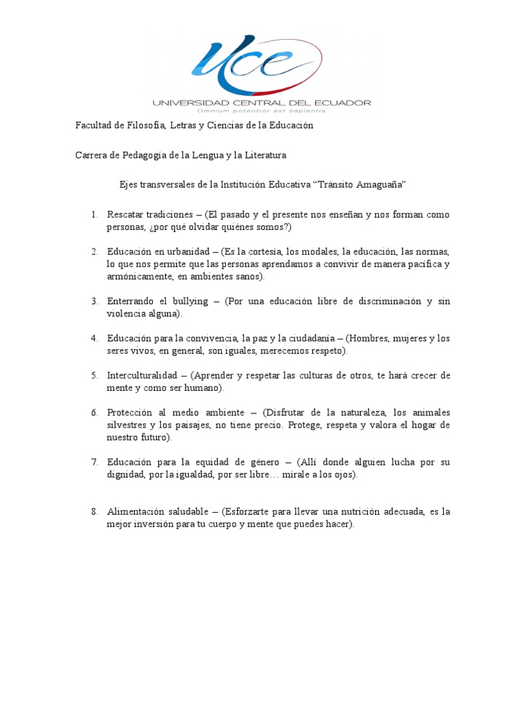Ejes Transversales | PDF | Ciencias sociales | Ciencia y matemáticas