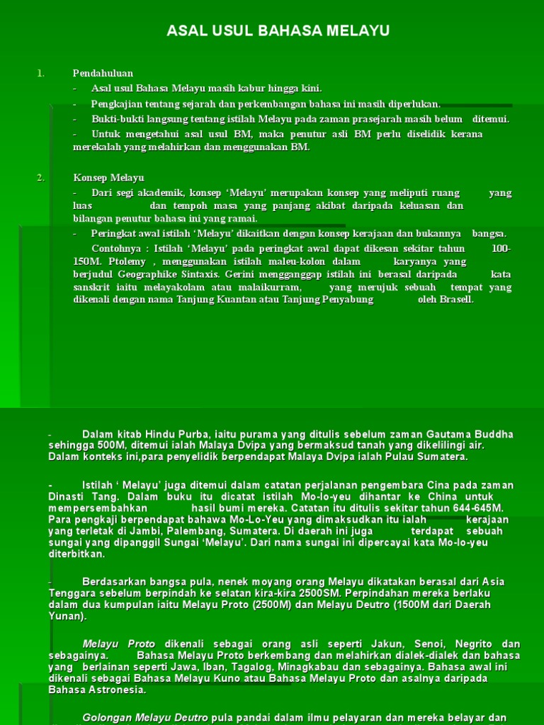 Asal Usul Bahasa Melayu  PDF