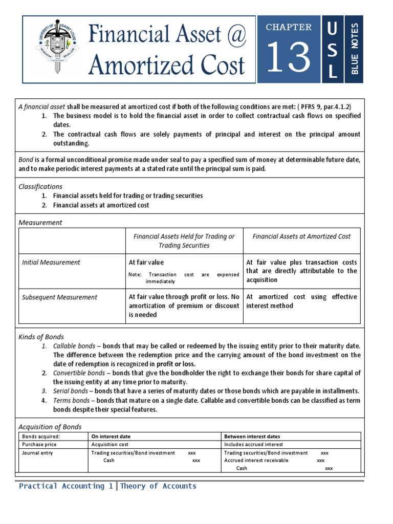 13 Financial Asset at Amortized Cost | PDF | Bonds (Finance) | Present ...