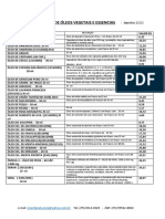 Tabela de Óleos Vegetais e Essenciais