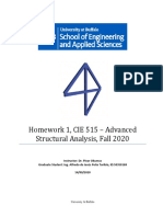 Homework 1, CIE 515 - Advanced Structural Analysis, Fall 2020