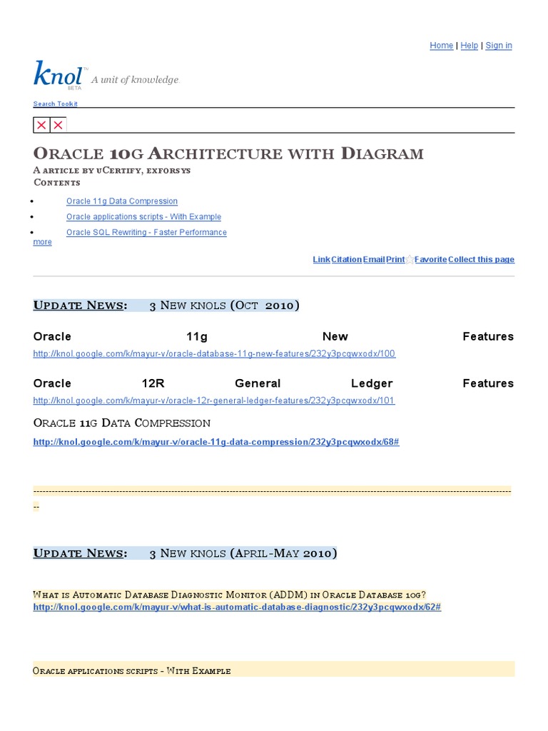 Racle G Rchitecture With Iagram: U N: 3 N Oracle 11g New Features | PDF ...