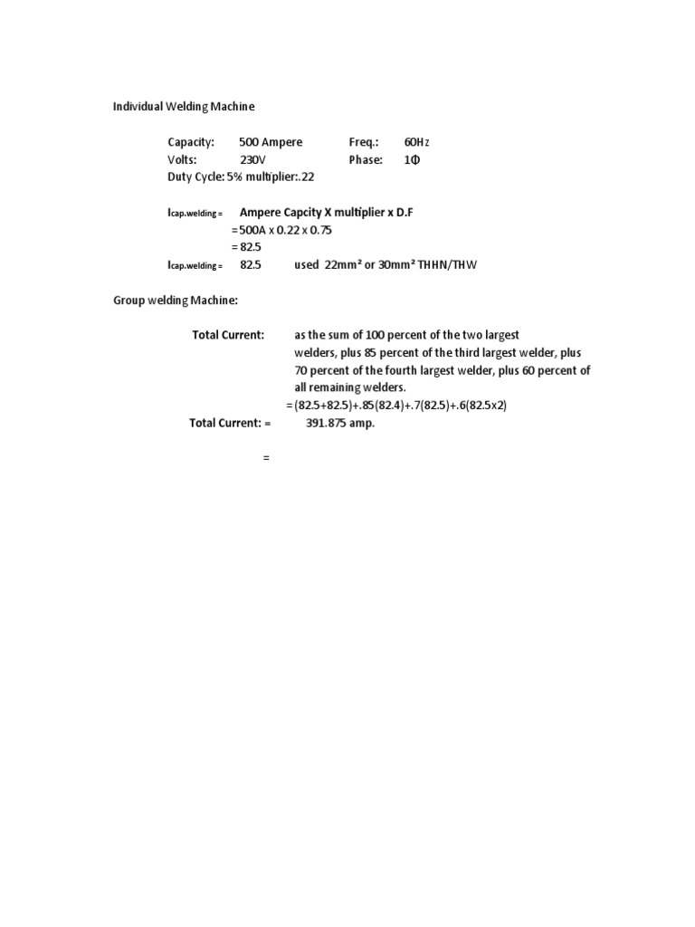 Welding Machine Load Calculation Guide | PDF | Electromagnetism | Power ...