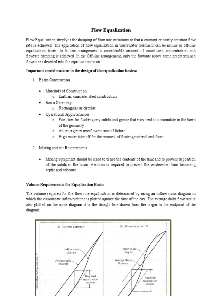 Wastewater Flow Equalization Design | PDF | Turbulence | Chemistry