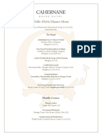 Table d'hôte Dinner Menu with Homemade Bread & Dips