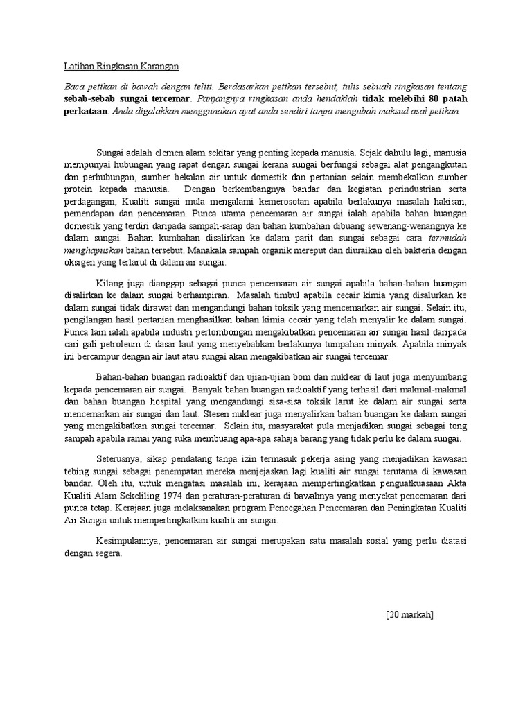 Latihan Ringkasan Karangan Pdf