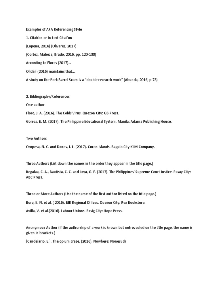 16 Examples of APA Referencing Style PDF