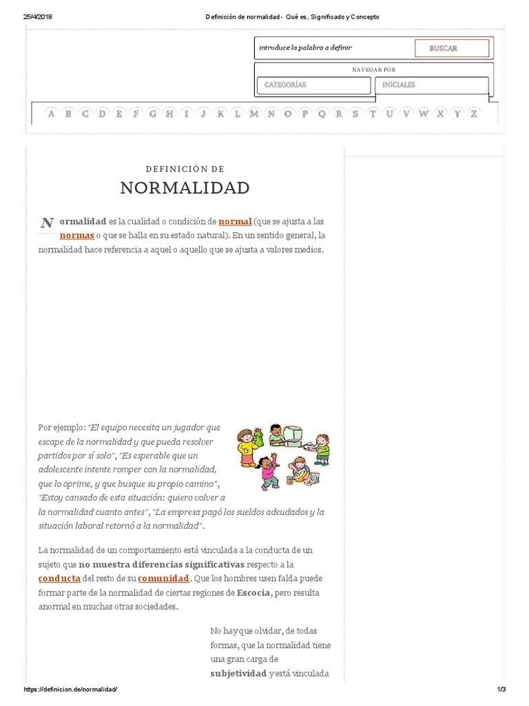 Definición de Normalidad - Qué Es, Significado y Concepto | PDF ...