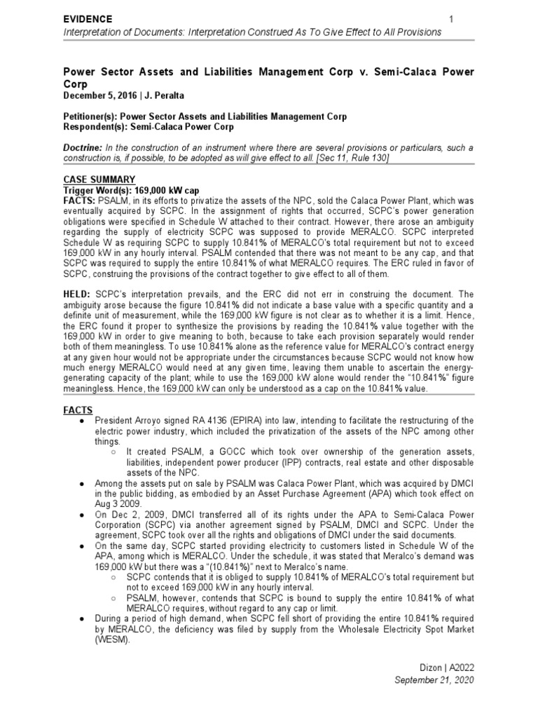 110 Power Sector Assets and Liabilities Management Corp v. SemiCalaca