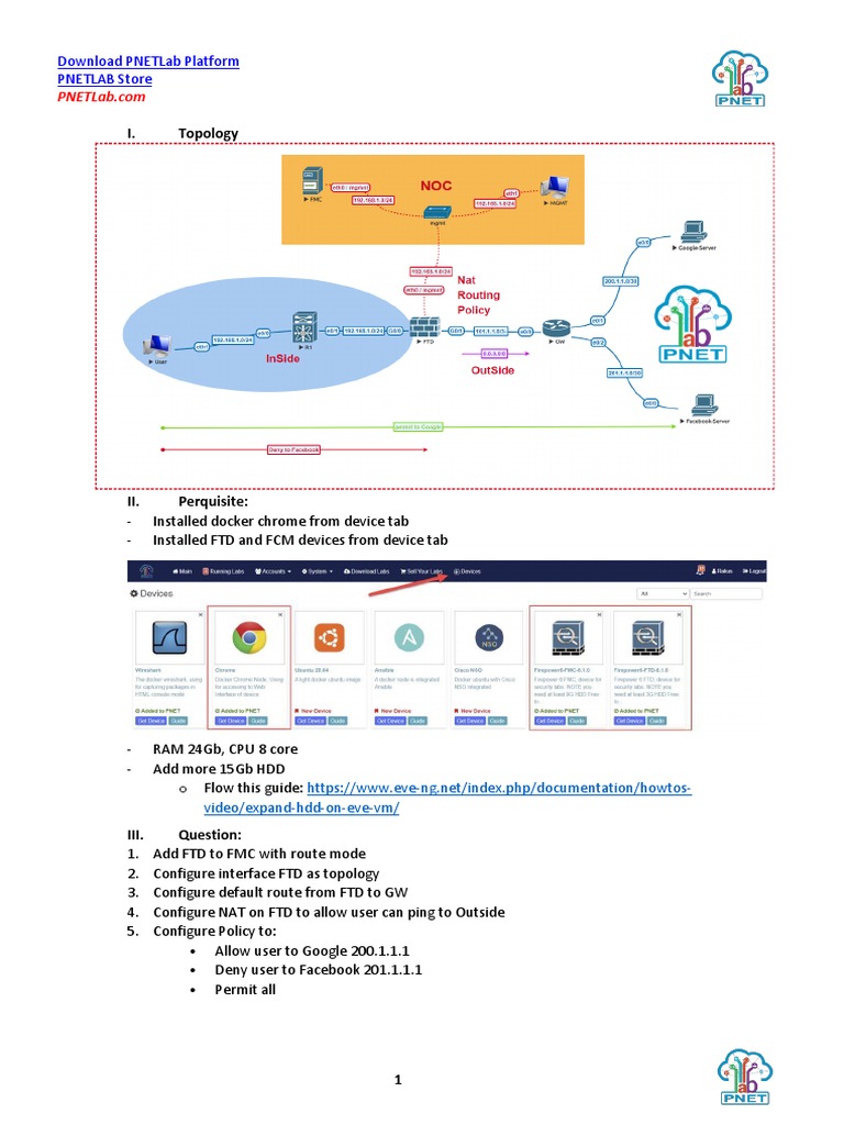 PNETLab FTD Configuration Guide | PDF | Computer Networking | Computing