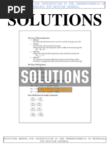 Solutions: Solutions Manual For Introduction To The Thermodynamics of Materials 6Th Edition Gaskell