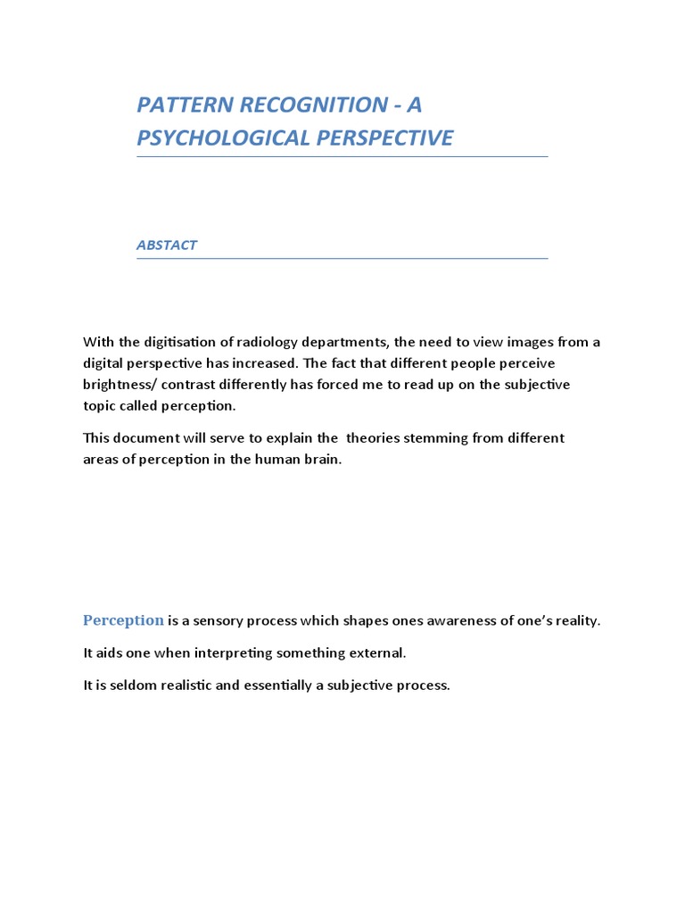 Understanding Pattern Recognition in Psychology | PDF | Mental ...