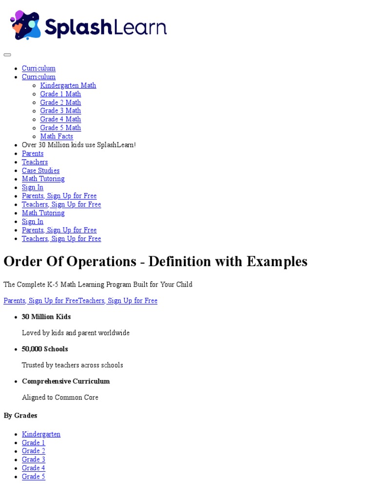What Is Order of Operations Definition, Facts & Example PDF