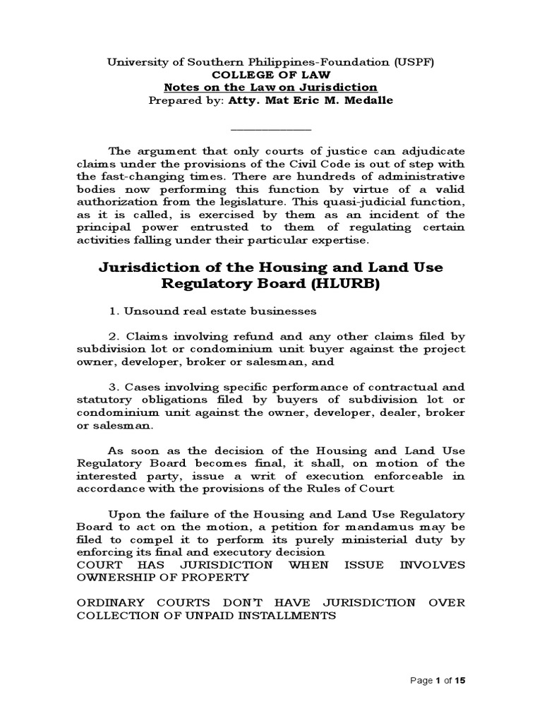 Jurisdiction Law Notes for USPF Law Students | PDF | Impeachment ...