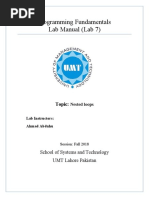 Programming Fundamentals Lab 07 (Nested Loops)