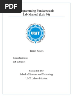 Programming Fundamentals Lab 08 (1D Array)