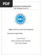 Programming Fundamentals Lab 05 (Nested If-Else and If-Else-If Statements)