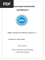 Programming Fundamentals Lab 03 (Arithmetic Operators)