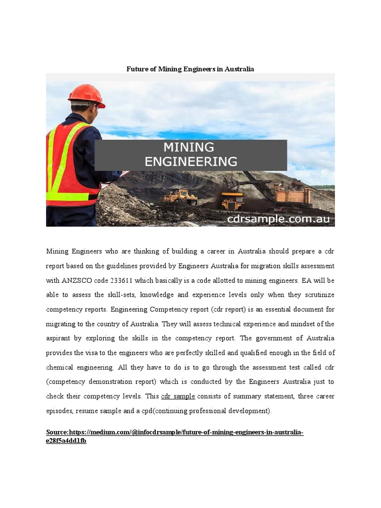 Mining Engineers CDR Guide for Australia | PDF