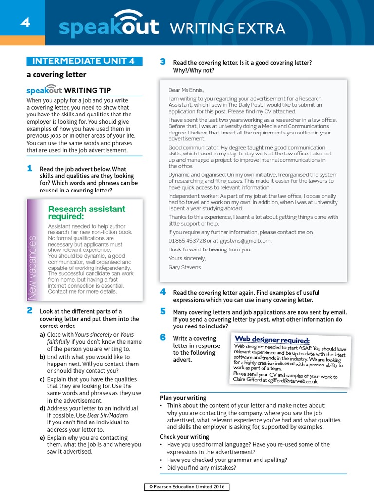 Speakout Writing Extra Intermediate Unit 4 | PDF | Advertising ...