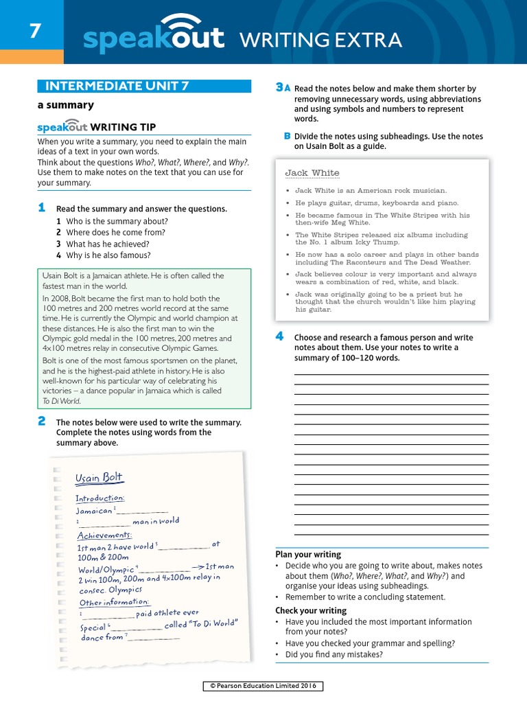 Speakout Writing Extra Intermediate Unit 7 | PDF | Entertainment ...