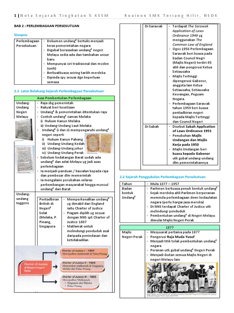 Nota Bab 2 Sejarah Tingkatan 5  PDF