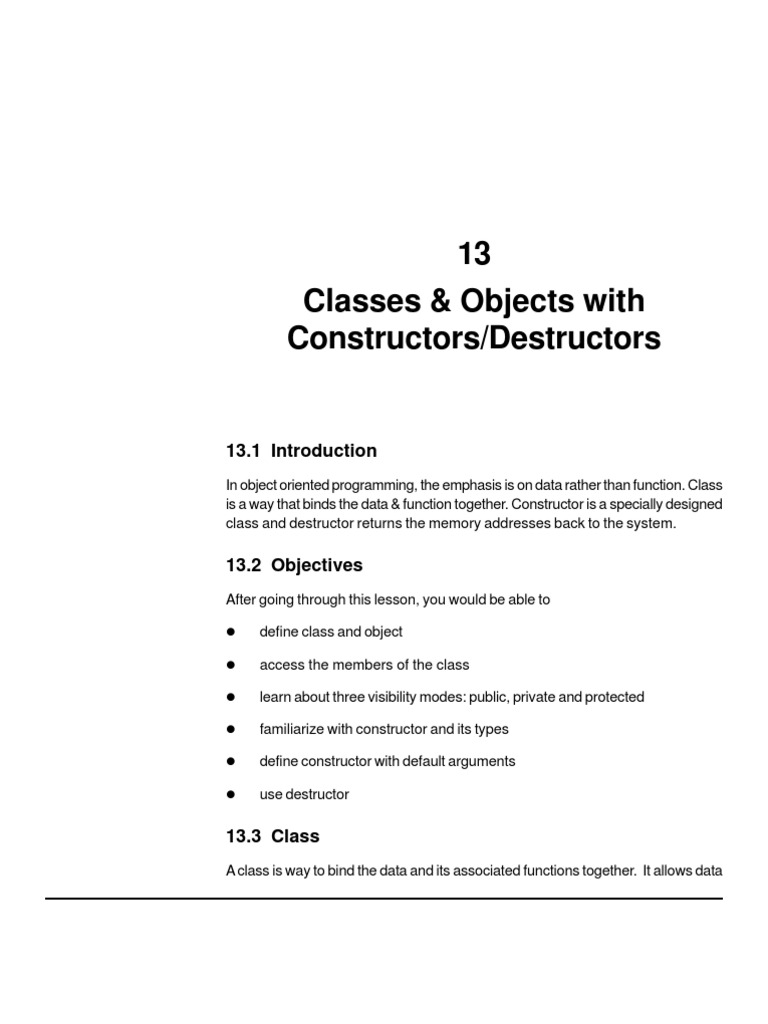 Classes in C++ | PDF | Constructor (Object Oriented Programming ...