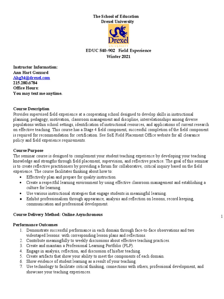EDUC 540 Syllabus Jan1 | PDF | Educational Assessment | Lesson Plan