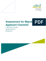 Assessment For Migration Applicant Checklist: Primary School Teacher (ANZSCO 241213)