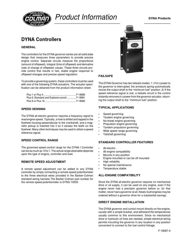 Product Information: DYNA Controllers | PDF | Engines | Electric Generator
