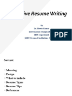 Effective Resume Writing: by Dr. Meetu Kumar HSS Department KIET Group of Institutions, Ghaziabad
