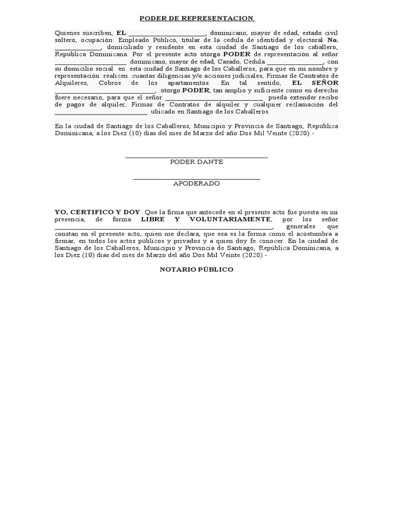 Modelo de Poder de Representación Legal | PDF | Derecho
