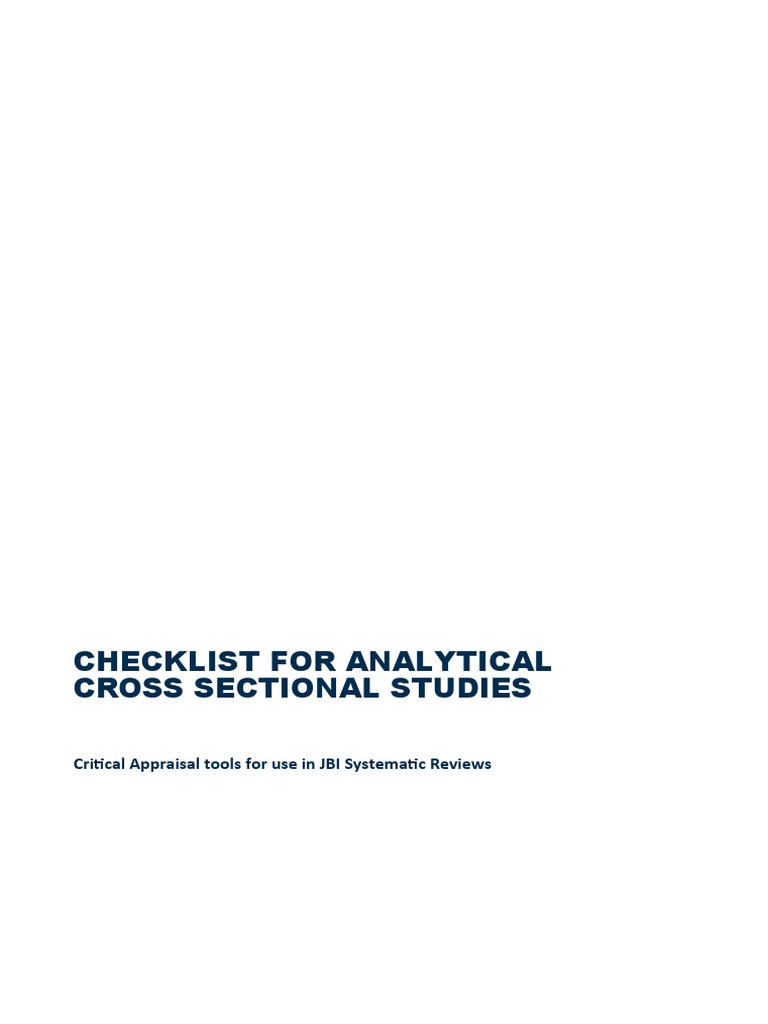 Checklist For Analytical Cross Sectional Studies | PDF | Systematic ...