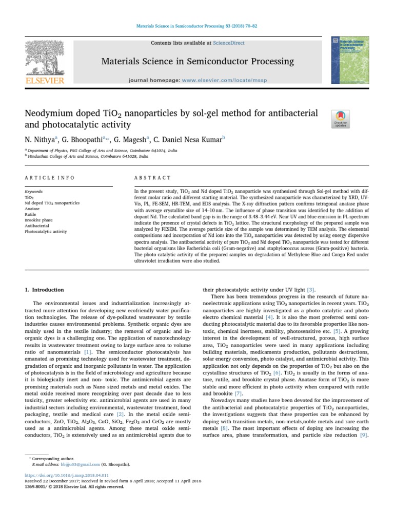 Materials Science in Semiconductor Processing N. Nithya, G. Bhoopathi