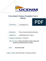 Ensayo Descriptivo Sobre El Papel Del Gerente de Administración de Ventas, Nelson Bautista