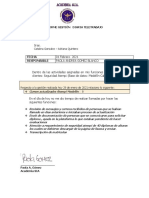 Fecha Responsable: Informe Gestión Diaria Teletrabajo