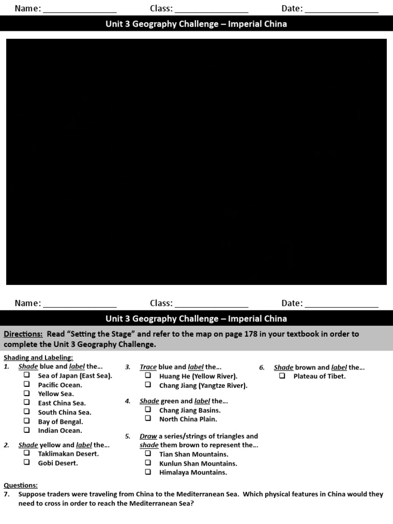Unit 3 Geography Challenge Imperial China PDF China World Politics