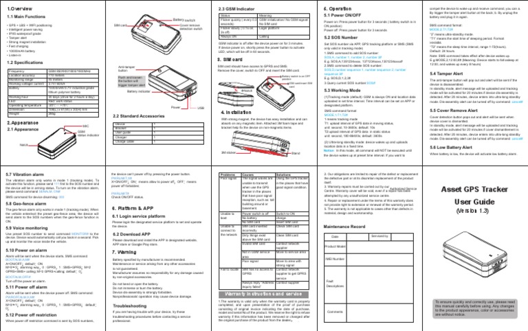 Asset GPS Tracker User Guide: (Version 1.3) | PDF | General Packet ...