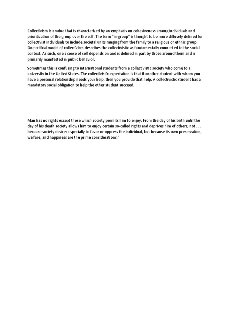 Collectivism in Political Theories | PDF