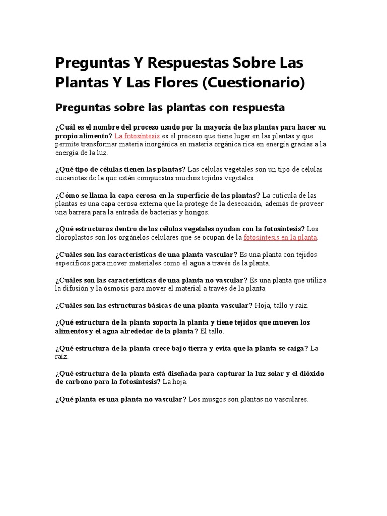Preguntas Y Respuestas Sobre Las Plantas Y Las Flores | PDF