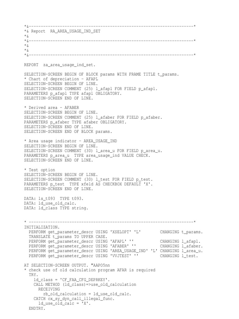 AFAPL Selection Screen Configuration | PDF | Parameter (Computer ...