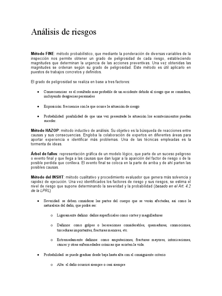 Análisis de Riesgos | PDF | Seguridad y salud ocupacional | Seguridad