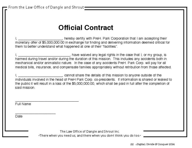Official Contract: From The Law Office of Dangle and Shrout | PDF