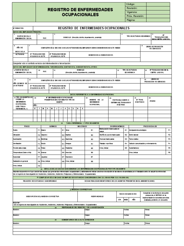 Registro de Enfermedades Ocupacionales | PDF | Outsourcing | Labor