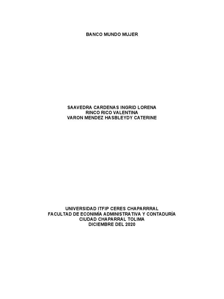 Banco Mundo Mujer | PDF | Pequeñas y medianas empresas | Bancos