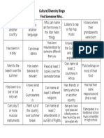 Ice Breaker Cultural Diversity Bingo