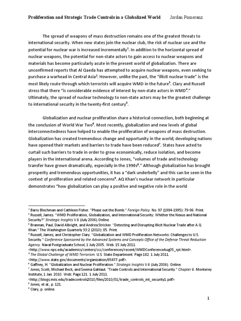 Globalization and WMD Proliferation Risks | PDF | Nuclear Proliferation ...