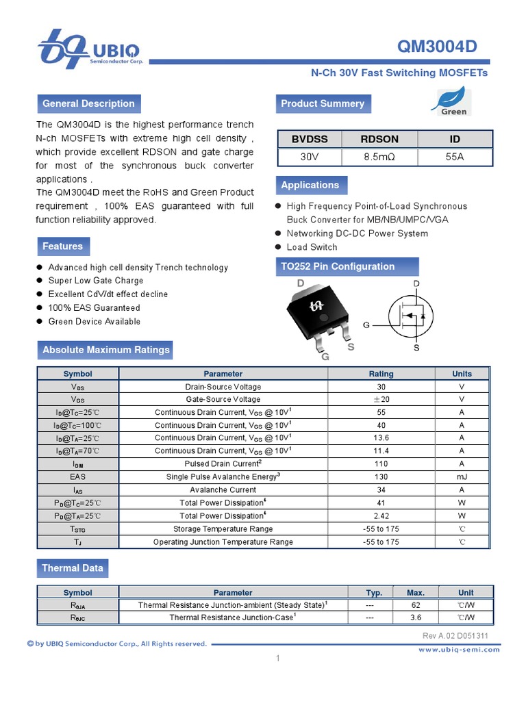 M3004D DWG | PDF | Field Effect Transistor | Mosfet